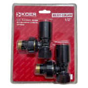 KOER KR.531-2.Black - 1/2" Кран для рушникосушки кутовий ЦІНА ЗА 2 ШТ.