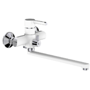 MIXXUS PREMIUM EDEM 006 EURO (WHITE)  Змішувач для ванни довгий гус. Білий + НІкель.