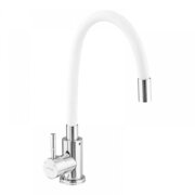 MIXXUS SUS-011 CHROME REFLECTOR WHITE Зміш. для кухні з силік. вил.з нерж. сталі (вил.білий)