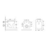 MIXXUS PREMIUM QUADRO-0301-R Унітаз підвісний 490x340x360mm, система змиву RIMLESS (1 шт/ящ)