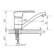 ZERIX PED-B 181 - 15cm Змішувач для умивальника