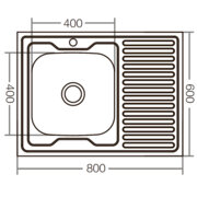 ZERIX Z8060L-06-160E (SATIN) Ліва Накладна Мийка кухонню (10 шт/ящ)