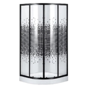 GNUNVEL GNS-15 - 90 * 90 * 195 Душова кабінка 6мм скло Напівколо. Чорне. з візерунком, З ПІДДОННА