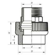 KOER K0102. PRO 63x2M PPR Муфта ЗР (24 шт/ящ, 1 шт/пакет)
