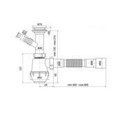 ZERIX SK-01-B 1 1/2"x40 Сифон для кух. з литим випуском та відводом для пральної машини (40 шт/ящ)