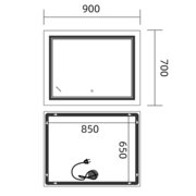 MIXXUS PREMIUM QUADRO MR20-90x70-REVERSE Дзеркало (LED Touch, Anti-fog, димер рег. яскр.) (5шт/ящ)