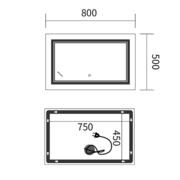 MIXXUS PREMIUM QUADRO MR20-50x80-REVERSE Дзеркало (LED Touch, Anti-fog, димер рег. яскр.) (5шт/ящ)