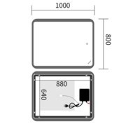 MIXXUS PREMIUM OLIVARY MR19-100x80-REVERSE Дзеркало (LED Touch, Anti-fog, димер (3-6,5kK)) (5шт/ящ)