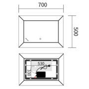 MIXXUS PREMIUM CUBIC MR14-70x50-REVERSE Дзеркало (LED Touch, Anti-fog, димер рег. яскр.) (5 шт/ящ)