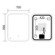 MIXXUS PREMIUM DIVERSE MR15-90x70-REVERSE Дзеркало (LED Touch, Anti-fog, димер (3-6,5kK)) (5шт/ящ)