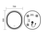 MIXXUS PREMIUM ELLIPSE MV05-80x70-REVERSE BLACK Дзеркало (LED Touch, Anti-fog, димер(3-6kK))(5шт/ящ)