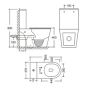 MIXXUS BEVEL-0405-R (компл.в 2 ящ) Унітаз-компакт 605х370х800mm, система змиву RIMLESS