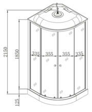MIXXUS STRONG SBH02-90x90x215-FB SATIN  4 ЯЩИКА Бокс душ. з гідром. з низ. піддоном матове скло 4мм