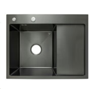 KRAFT Мийка Handmade HS6548 - BL BLACK Ліва 650*480*230+корзина  Чорна