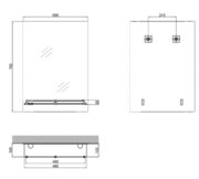 ZERIX SANSA MRZ05-500x700x105 Дзеркало настінне прямокутне з полицею (10 шт/ящ)