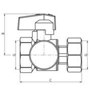 KOER KR.1034 - 1'' Кран FFW з накидною гайкою та термометром прямий  (40 шт/ящ)