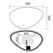 MIXXUS PREMIUM DIVERSE MA01-90x60-REVERSE Дзеркало (LED Touch, Anti-fog, димер (3-6,5kK)) (5шт/ящ)