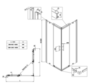 KOER SR SC03-100x100x200-TR-01 Душова кабіна без піддону прозоре скло EASY CLEAN 6мм ХРОМ (1 шт/ящ)