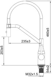 KOER KI-70026-02 Змішувач для кухні з нерж. сталі SUS304 (Колір нерж+силік. вилив чорний) (8шт/ящ)