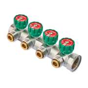 KOER KR.1127-4 - 1"x4 - 3/4 WAYS Колектор вентильний з адаптером (євроконус-площина) (16 шт/ящ)