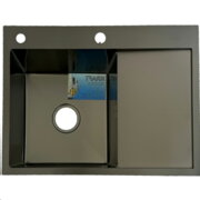 KRAFT Мийка Handmade HS5848 - BL BLACK DECOR Ліва 580*480*230+корзина  Чорна
