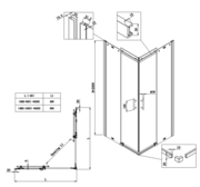 KOER SR SC03-90x90x200-TR-12 Душова кабіна без піддону проз.скло EASY CLEAN 6мм МАТ.ЗОЛОТО (1 шт/ящ)