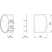 ZERIX SOLO MOZ01-480x680x100 Дзеркало настінне асиметричне з 3-ма полицями (10 шт/ящ)