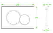 KOER KT-0601-01 Панель змиву 240x160x10mm пластикова, кнопка кругла (колір ХРОМ) (10 шт/ящ)