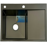 KRAFT Мийка Handmade HS6548 - BL BLACK DECOR ЛІВА 650*480*230+корзина  Чорна BLB D