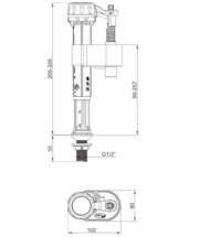KOER KT-0104-1/2" Арматура НАПОВНЮВАЛЬНА з НИЖНІМ підвед. та пласт. різьбленням 1/2" (50 шт/ящ)