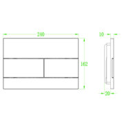 KOER KT-0603-01 Панель змиву 240x160x10mm пластикова, кнопка лінійна (колір ХРОМ) (10 шт/ящ)