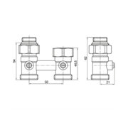 KOER KR.1133 - 3/4"x1/2" Вузол нижнього підключ. радіатора прямий з кул.затвором(комплект)(80 шт/ящ)