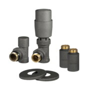IDEALE 1/2”x1/2” Anthracite ВЗ Дизайн крани радіаторні з термоголовкою Антрацит кутові