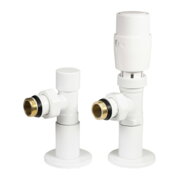 IDEALE 1/2”x1/2” WHITE ВЗ Дизайн крани радіаторні з термоголовкою кутові