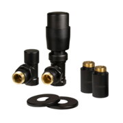 IDEALE 1/2”x1/2” Black ВЗ Дизайн крани радіаторні з термоголовкою кутові
