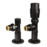 IDEALE 1/2”x1/2” Black ВЗ Дизайн крани радіаторні з термоголовкою кутові