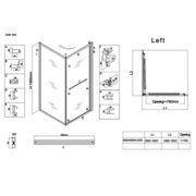 KOER SR SC09-90x90x200-L-TR-01 Душова кабіна без піддону прозоре скло EASY CLEAN 6мм ХРОМ (1 шт/ящ)