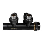IDEALE DUO 1/2" х 1/2" Кран дизайн з термоголовкою кутовий чорний мат.
