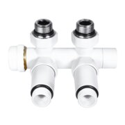 IDEALE DUO 1/2" х 1/2" Кран дизайн з термоголовкою кутовий Білий мат.