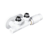 IDEALE DUO 1/2" х 1/2" Кран дизайн з термоголовкою кутовий Білий мат.
