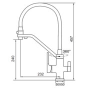 KOER KI-70004-07 Змішувач для кухні з нерж. сталі SUS304 з висувн. виливом (Колір графіт) (8 шт/ящ)