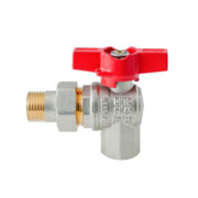 KOER EXTREME KE.228-15 - 1/2" Кран з американкою кутовий, ручка "метелик" червона(56 шт/ящ, 14шт/уп)