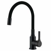 ZERIX REX-011 BLACK REFL.BLACK Змішувач для кухні з нерж.сталі (Кол.чорн.+силік.вил.чорн.)(12 шт/ящ)
